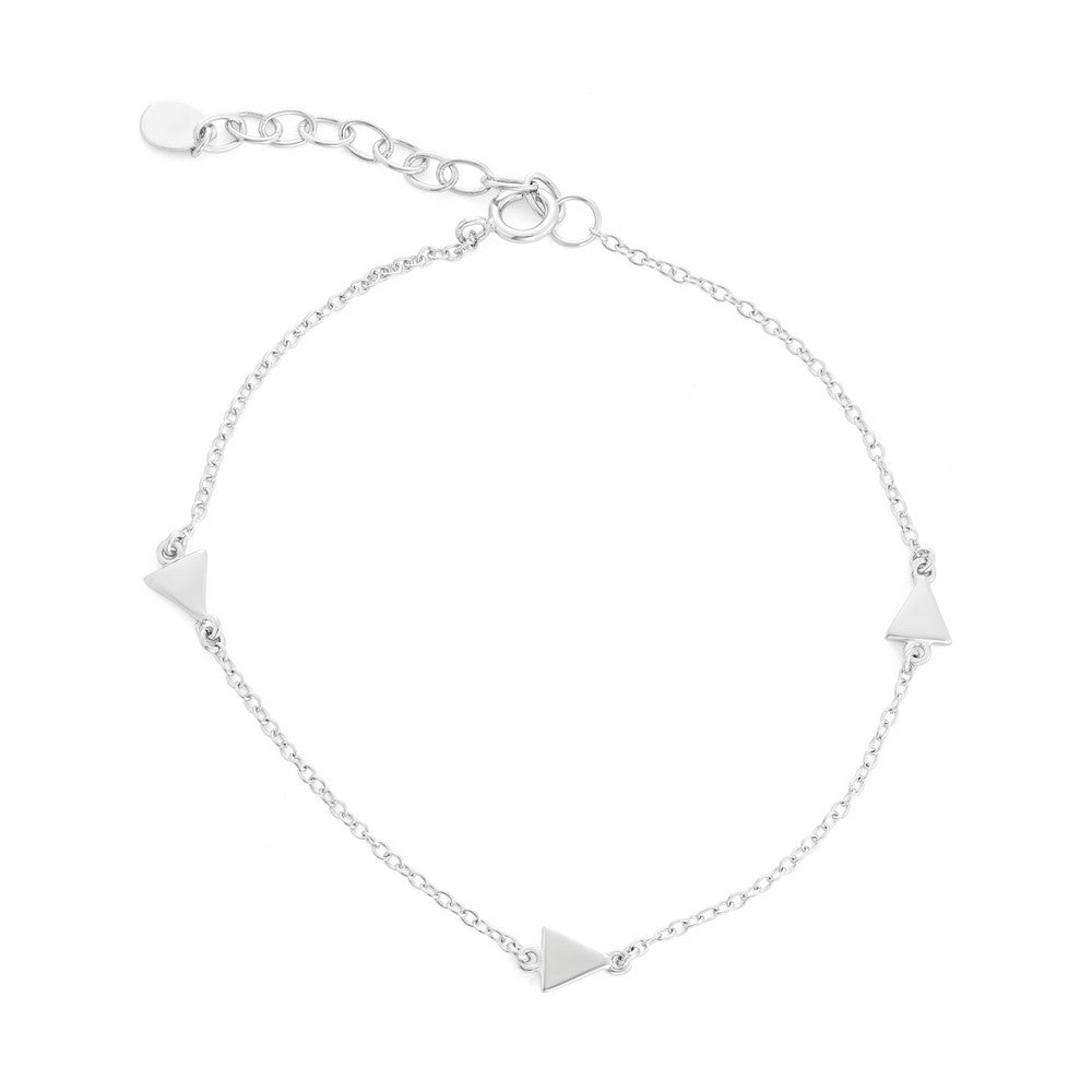 Bracelet Artisanal En Argent 925 Et Grenat - Triangles Facettés 6x5mm - Fabriqué En France - Neuf
