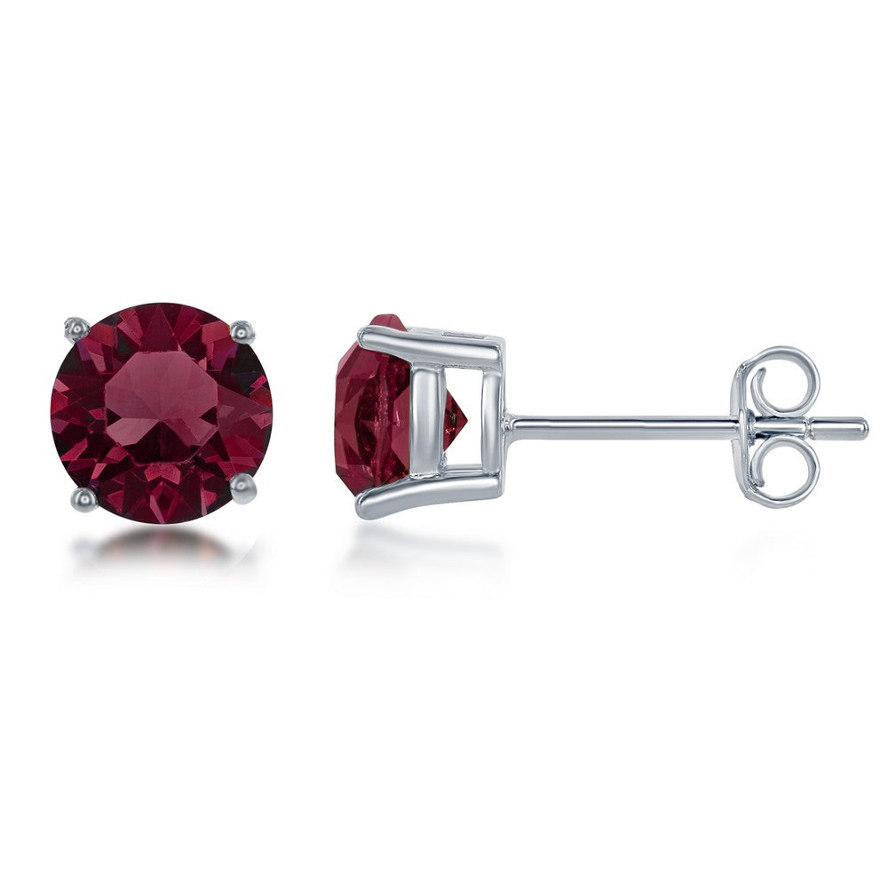 Sterling Silver 6MM Burgundy 