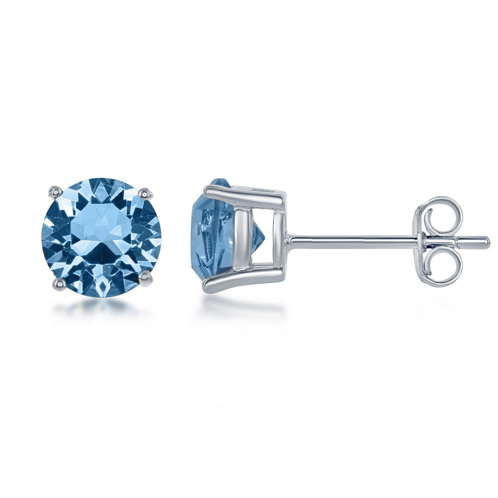 Sterling Silver 6MM Aquamarine 