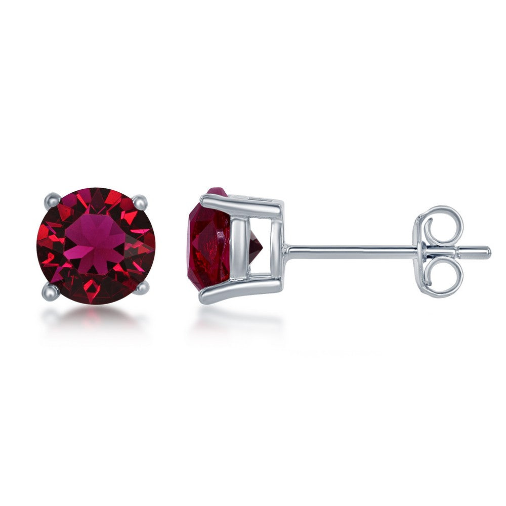 Sterling Silver 6MM Ruby 
