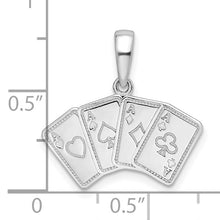 Load image into Gallery viewer, Sterling Silver Polished 4 Aces Good Luck Playing Cards Pendant
