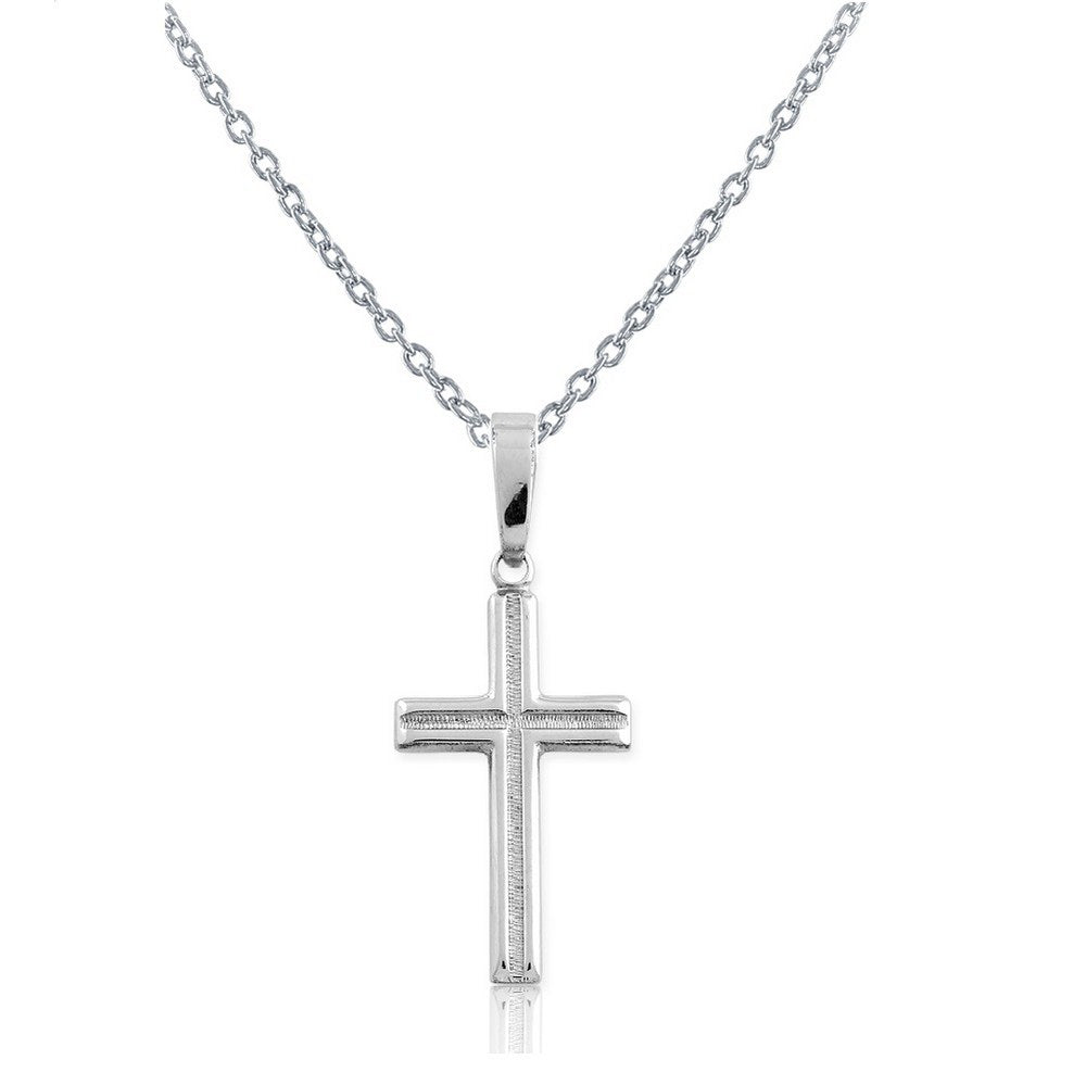 Sterling Silver, Small Diamond-Cut Cross Pendant