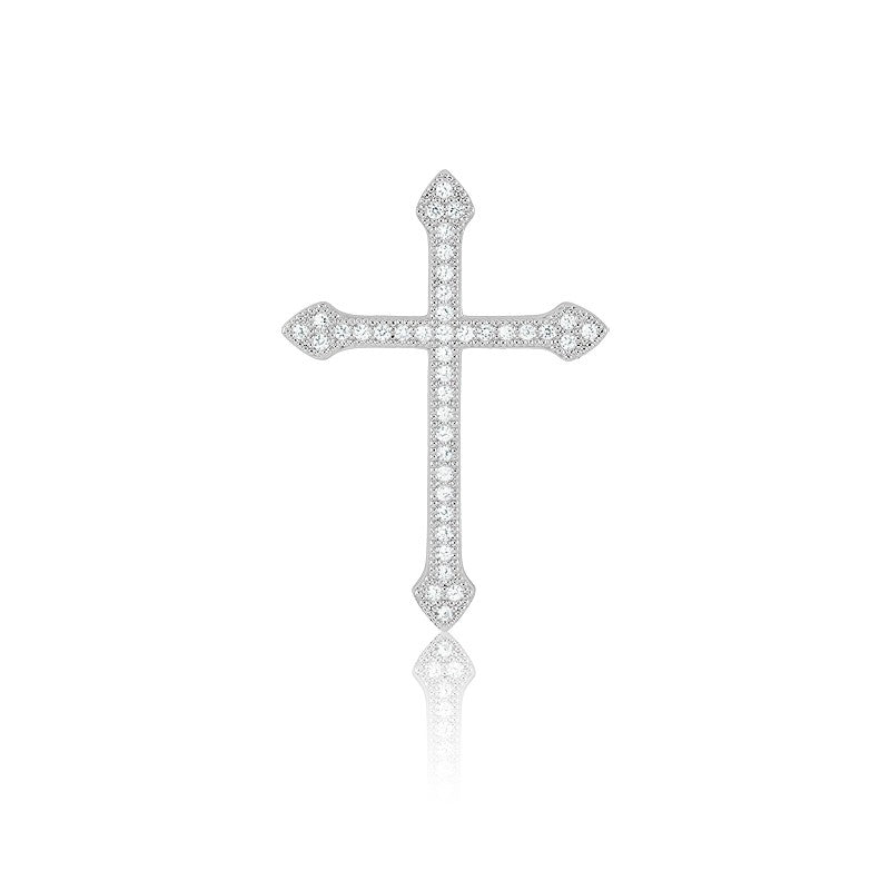 Sterling Silver Micro Pave CZ Cross Pendant