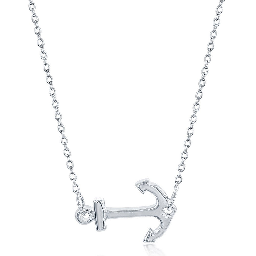 18 inch Sterling Silver Small Anchor Necklace