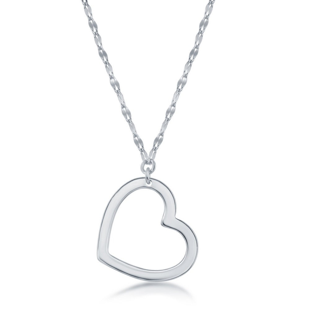 16+2 inch Sterling Silver Open Heart Necklace