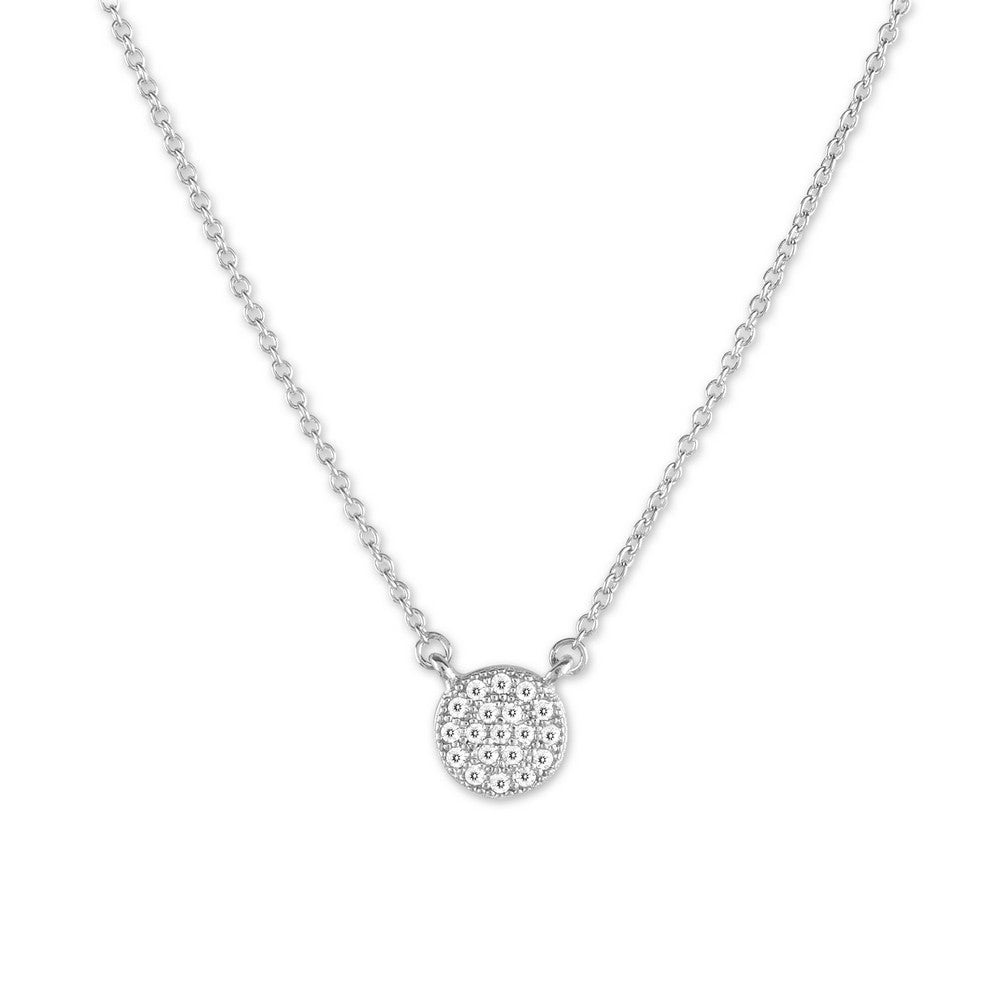 14+2 inch Sterling Silver Small Round Micro Pave Necklace