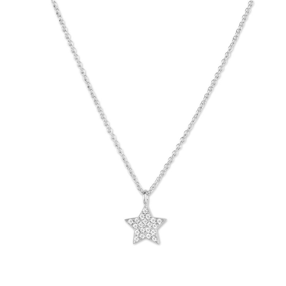 Sterling Silver Small Micro Pave Star Necklace