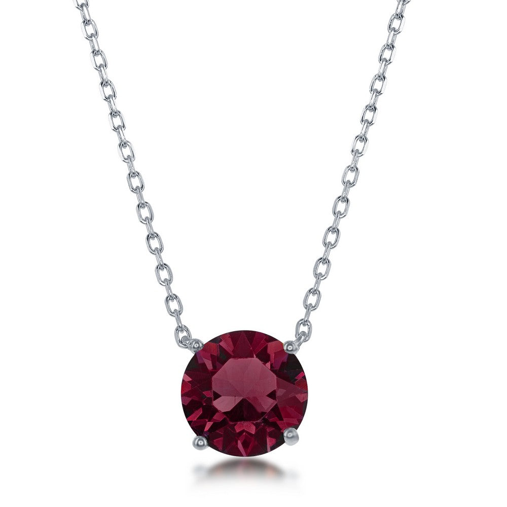16+2 inch Sterling Silver 8MM Burgundy 