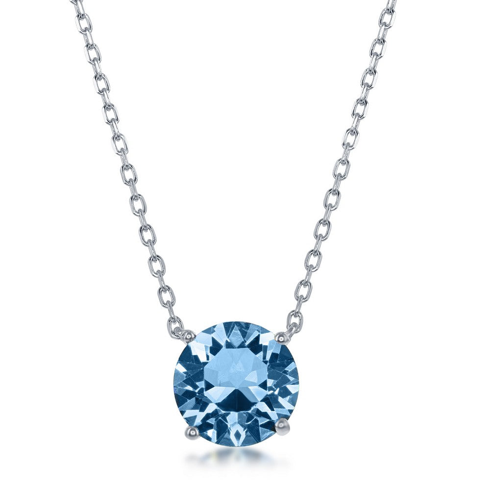 16+2 inch Sterling Silver 8MM Aquamarine 