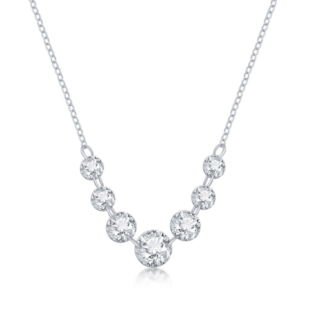 18 inch Sterling Silver Graduating CZ Necklace