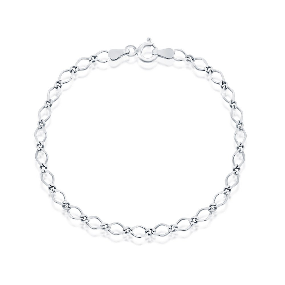 9 inch Sterling Silver Flat Linked Anklet