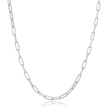 Cargar imagen en el visor de la galería, 9 inch Sterling Silver 2.8mm Paper Clip Anklet - Rhodium Plated
