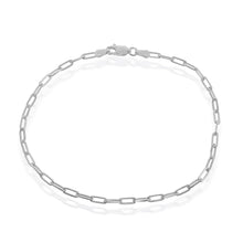Cargar imagen en el visor de la galería, 9 inch Sterling Silver 2.8mm Paper Clip Anklet - Rhodium Plated
