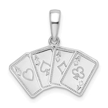 Load image into Gallery viewer, Sterling Silver Polished 4 Aces Good Luck Playing Cards Pendant
