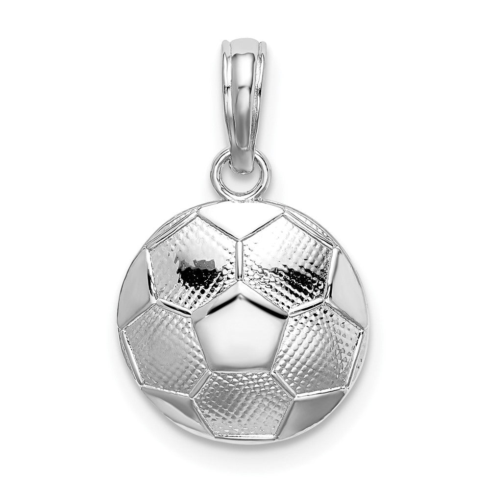 Sterling Silver Rhodium-plated Polished/Textured Soccer Ball Pendant