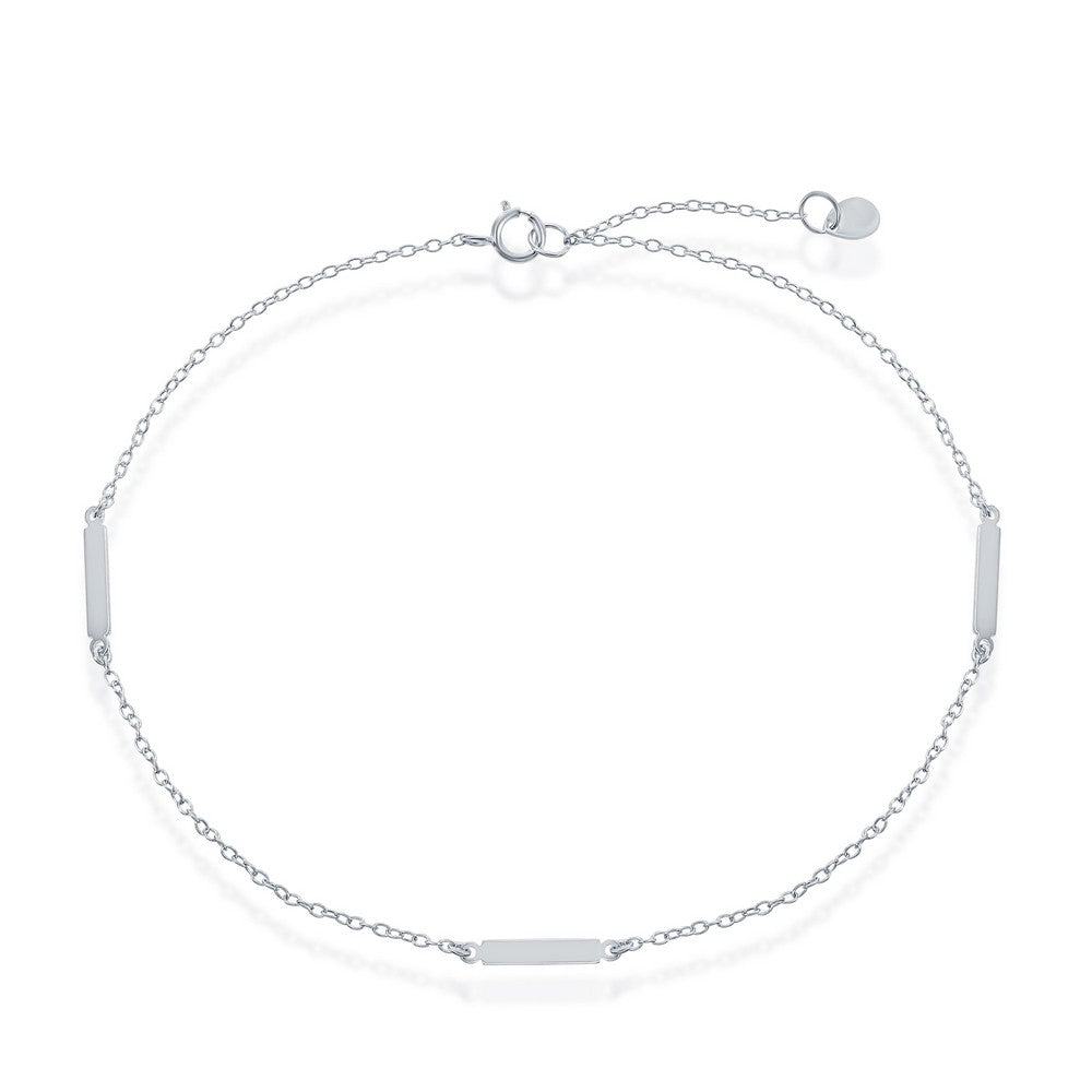 9+1 inch Sterling Silver Triple Bar Anklet
