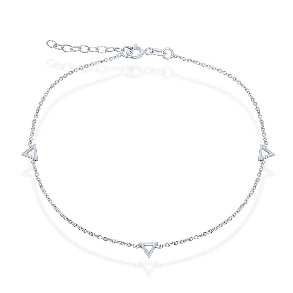 9+1 inch Sterling Silver Open Triangle Anklet