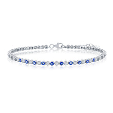 Cargar imagen en el visor de la galería, 9+1 inch Sterling Silver, Alternating Evil Eye and CZ Tennis Anklet

