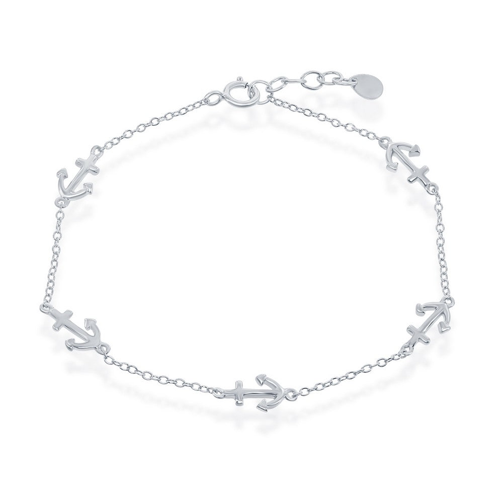 7.5 inch Sterling Silver, Anchor by the Yard Bracelet