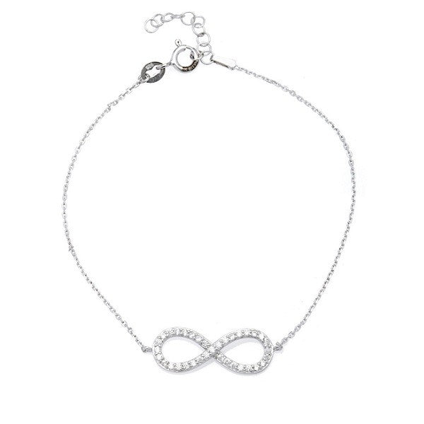 7+1 inch Sterling Silver CZ Infinity Bracelet