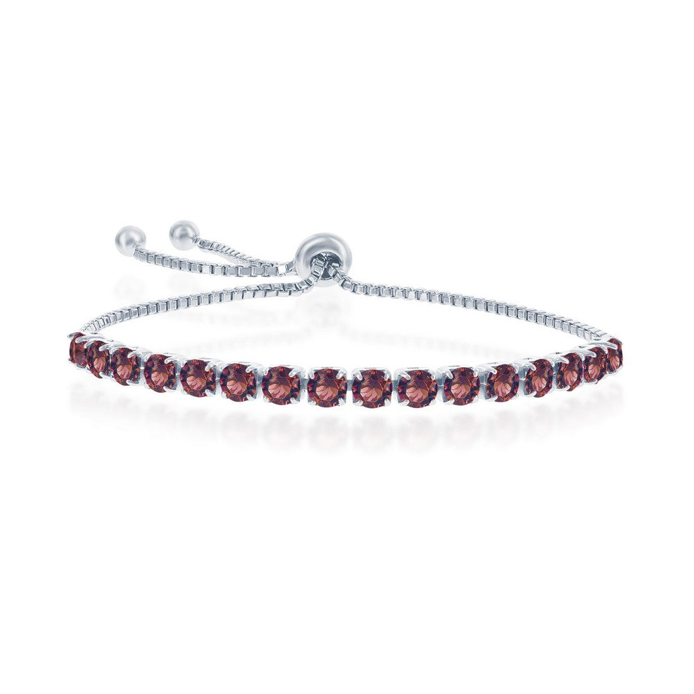 Sterling Silver 4MM Burgundy 