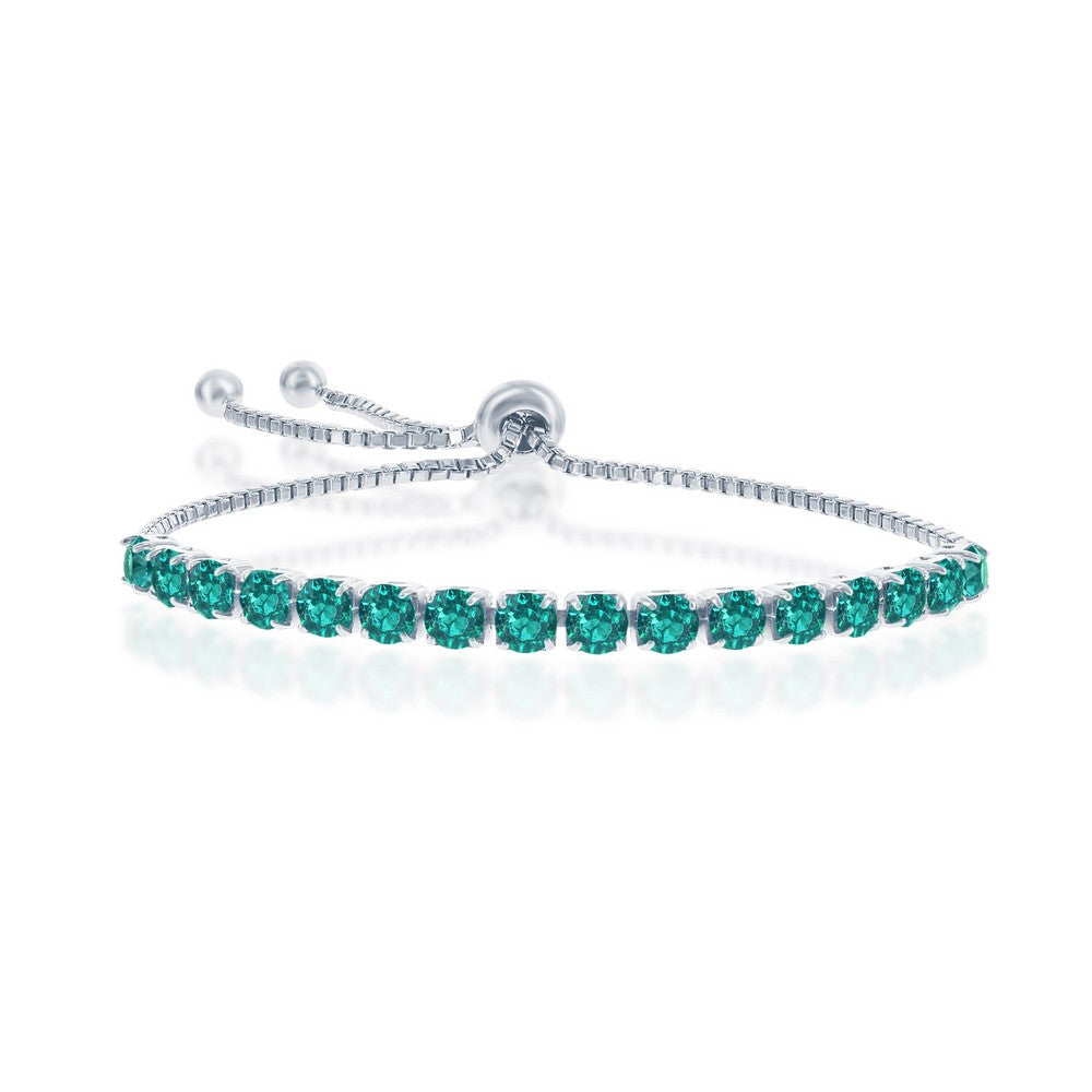 Sterling Silver 4MM Emerald 