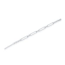 Cargar imagen en el visor de la galería, 7”+1 inch Sterling Silver CZ Paperclip Adjustable Bracelet
