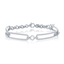 Cargar imagen en el visor de la galería, 7”+1 inch Sterling Silver CZ Paperclip Adjustable Bracelet
