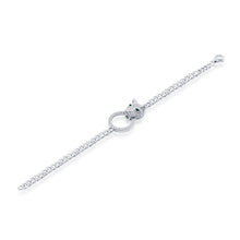 Load image into Gallery viewer, 7.25 inch Sterling Silver CZ Emerald Eyes Panther, Circle CZ Bracelet
